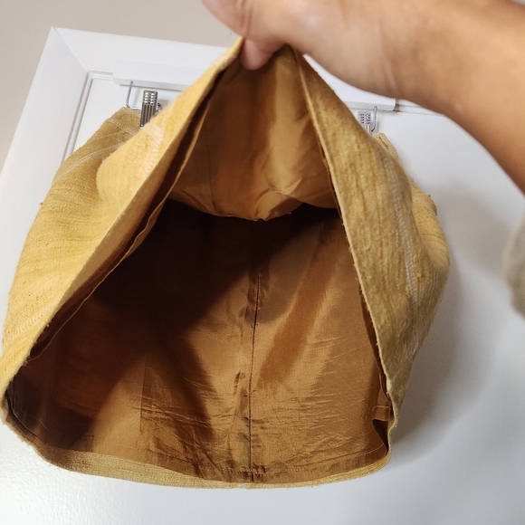 MOSCHINO COUTURE Vintage Yellow Mustard Silk Linen Blend Knit Mini Skirt SZ 6 - Picture 4 of 16